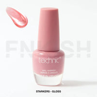 Pink nail varnish bottle with a white background
