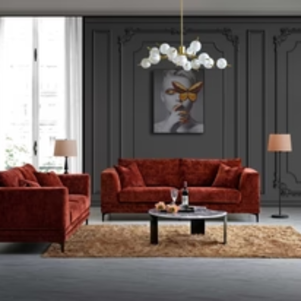 Aluxo Lenox Sofa Range in Rust Velvet