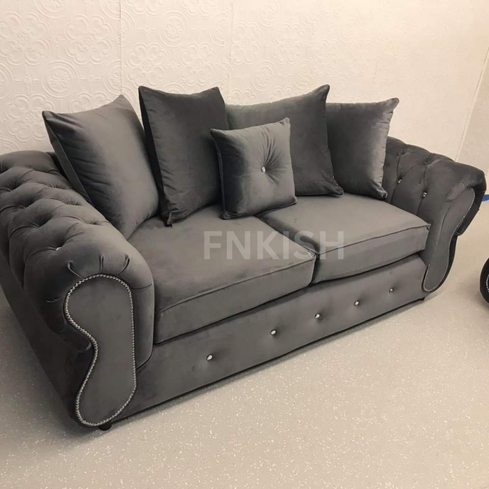 Rio Tuxedo Chesterfield Plush Velvet 3+2 Seater Sofa