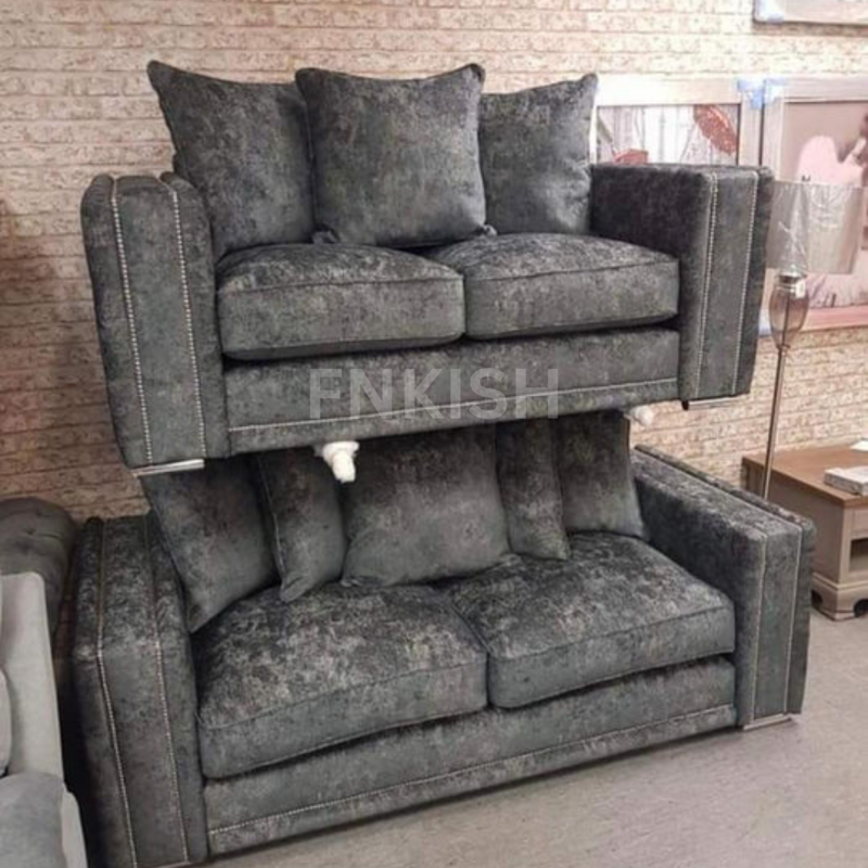 Alaska Truffle Fabric 3+2 Dark Grey Sofa Set