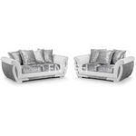 Farrow Crushed Velvet Leather White/Silver 3+2 Sofa