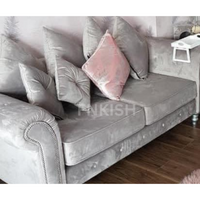 Olympia Chesterfield Cream Plush Velvet 3 Seater + 2 Seater Sofa Set