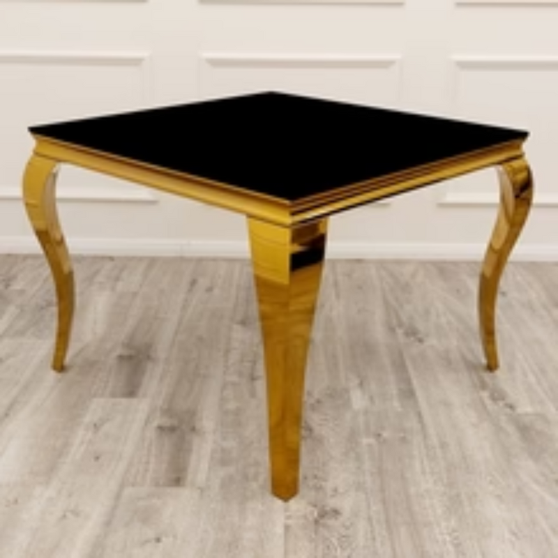 Louith Black Glass Topis Gold Lamp Table