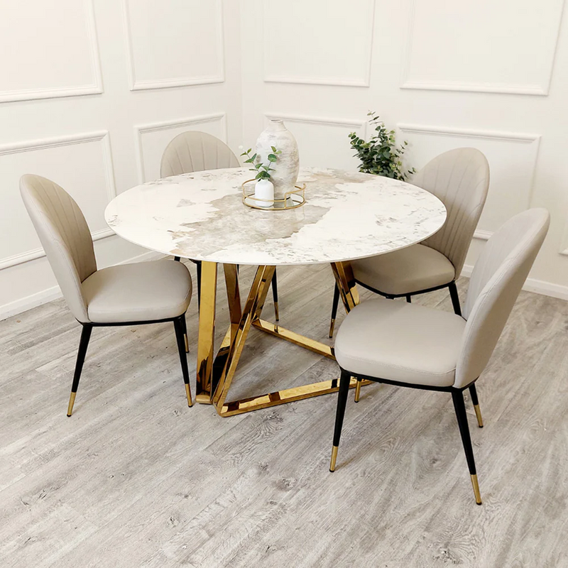 Nero Gold 1.3 Round Dining Table with Sintered Stone Top