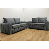 Alaska Penal Plush Velvet 3 Seater Sofa 2 Seater Sofa Set Fullback