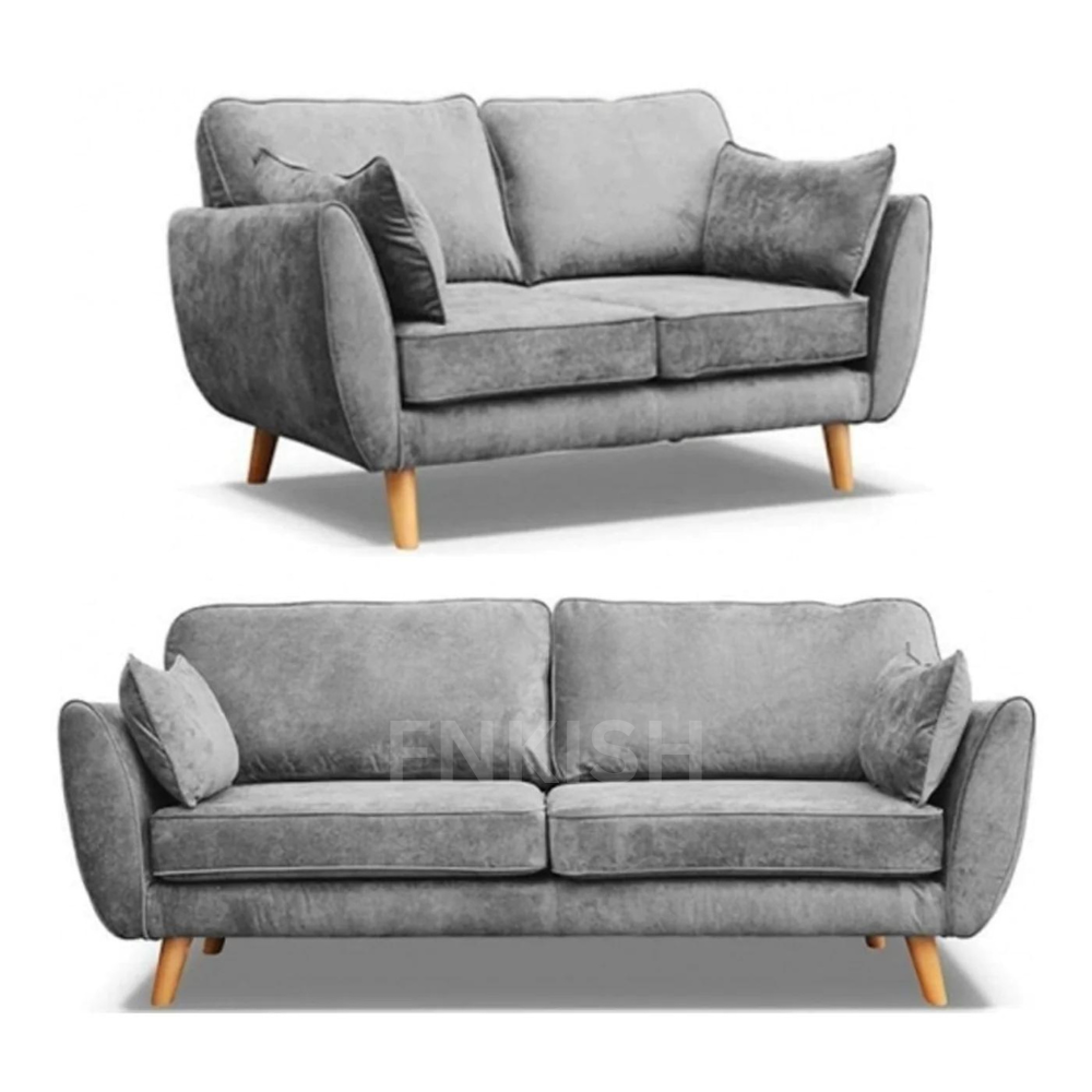 New Zinc Comfy 3+2 Seater Sofa in Graphite Steel Plush Velvet