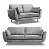 New Zinc Comfy 3+2 Seater Sofa in Graphite Steel Plush Velvet
