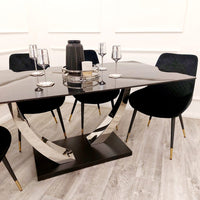 Venus 1.6 Chrome Dining Table with Black Sintered Stone Top