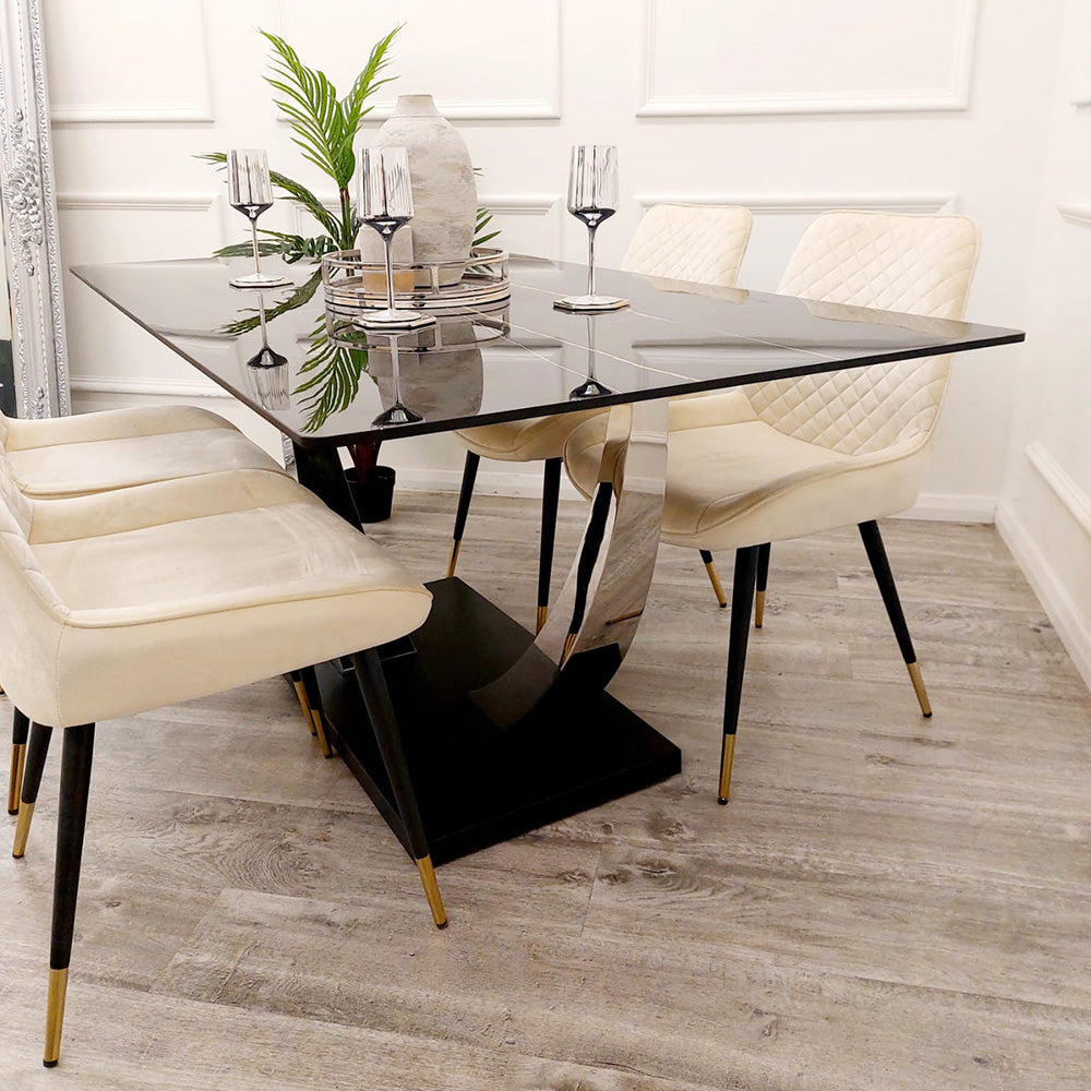 Venus Dining Table with 4 Flora Chairs