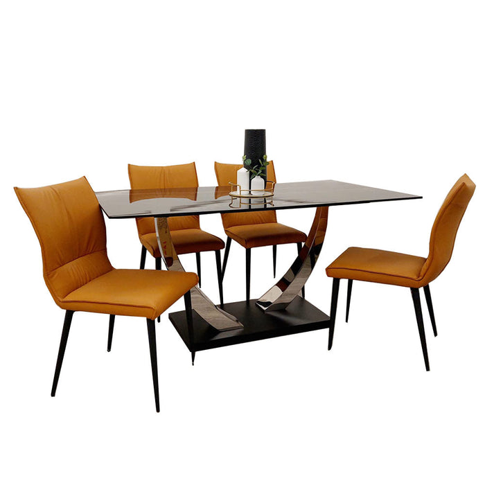 Venus Dining Table with 4 Flora Chairs