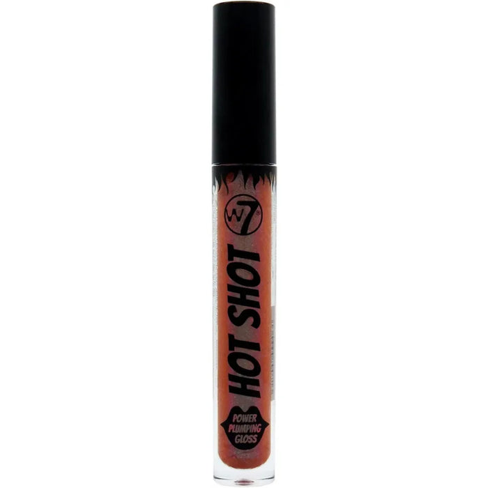 Lip gloss with black cap and orange-red body on a white background