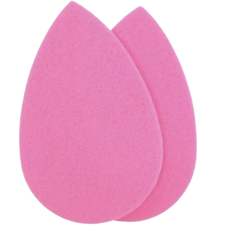 Two pink makeup sponges on a white background