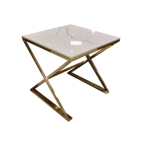 Zion Gold Lamp Table with Polar White Sintered Top