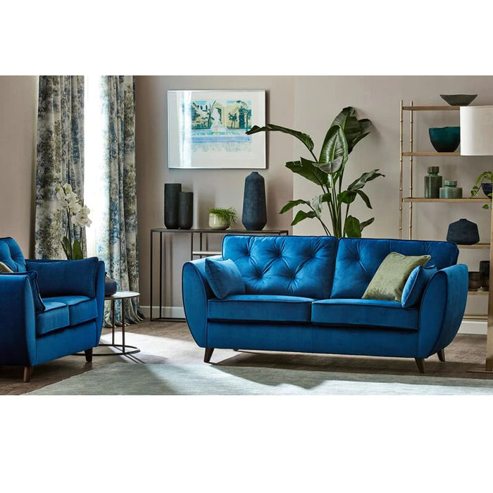 New Zinc Hoxton Comfy 3+2 Seater Sofa Set in Graphite Blue Sapphire Plush Velvet