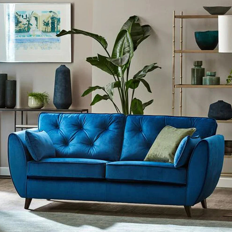 New Zinc Hoxton Comfy 3+2 Seater Sofa Set in Graphite Blue Sapphire Plush Velvet