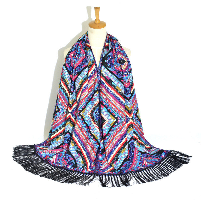 Printed Tassel Long Scarf Travel Ethnic Style Shawl