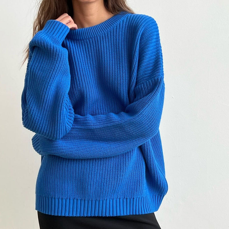 Women's Knitwear Round Neck Loose Solid Color Sweater