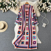 Bohemian Vacation Ethnic Print Vintage Long Style Long Sleeve Shawl Cardigan