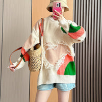 Women's Loose Pullover Multicolor Idle Style Autumn Top