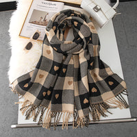 Love Plaid Scarf Female Winter Korean Version To Keep Warm