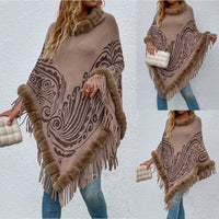 Winter Fur Collar And Fringed Shawl