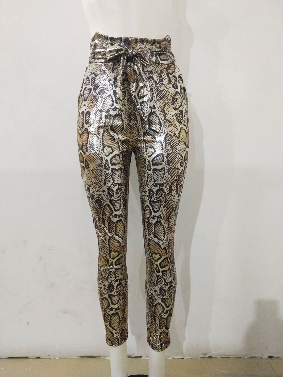 Women's Casual Snakeskin Bronzed Print Harem Pants