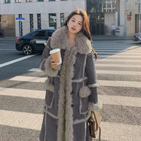 Women's, Purple Fur Fur Integrated Lamb Wool Coat