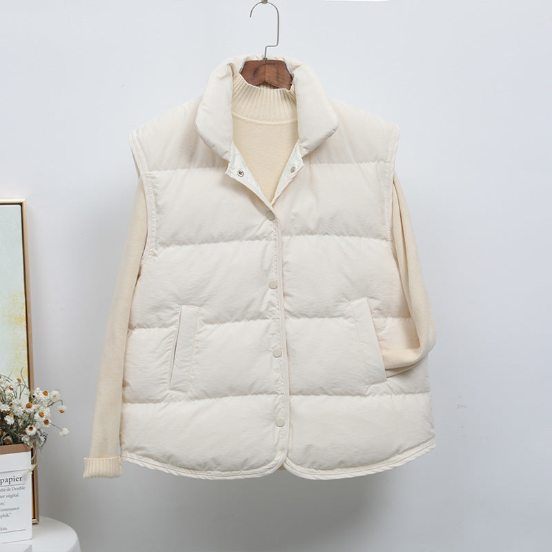 Korea Dongdaemun Loose Casual Stand Collar Vest Jacket