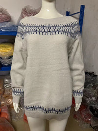 Women's Fashion Round Neck Multicolor Loose Leisure Pullover Knitwear Sweater