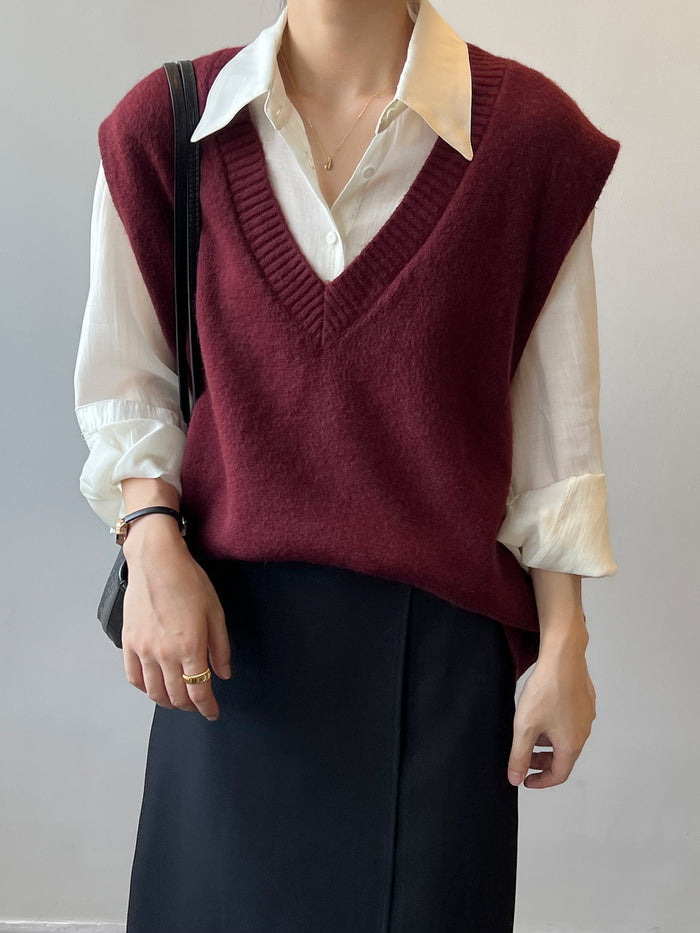 Fashion Overlapping Sweater Sleeveless Vest