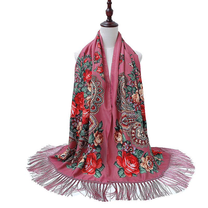 Printed Tassel Long Scarf Travel Ethnic Style Shawl