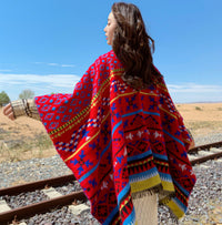 Outer Sunscreen Hooded Scarf Red Chinese Style Knitted Coat