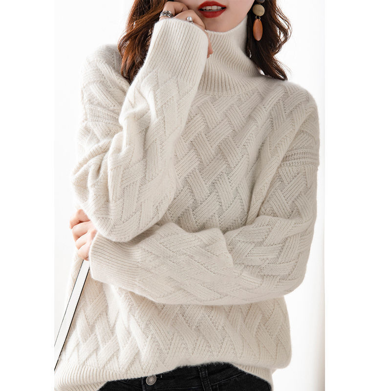 Turtleneck Women's Autumn Mat Knitted Thick Pullover Sweater