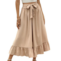 Summer Ruffle Belt Khaki Skirt Pants