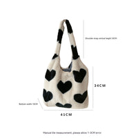 Women's Plush Loving Heart Large Shoulder Bag