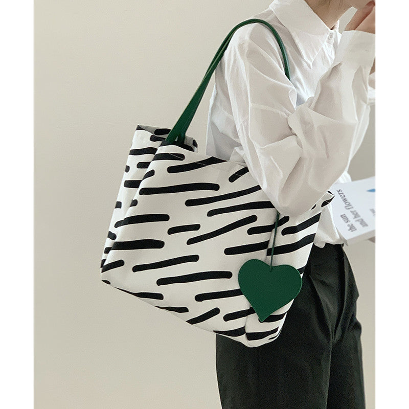 Women's Fashion Contrast Color Zebra Print Canvas Bag