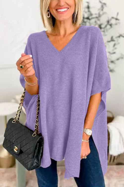 Cloak Cover V-neck Loose Sweater Top