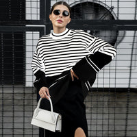 Women's Turtleneck Knitted Striped Loose Sweater