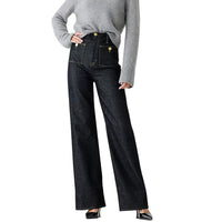 Women's Loose Plus Size Leisure Washed-out Button Wide-leg Pants Skinny