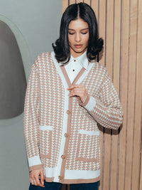 Women's Fashion Loose Casual Houndstooth Sweater