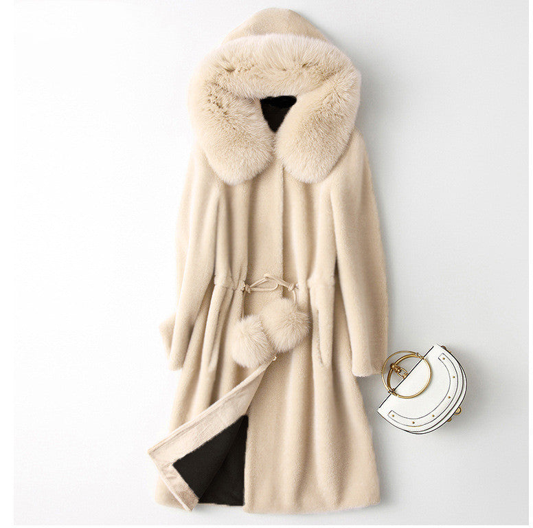 Fashion New Product Fur Women's Mid-length Slim Coat