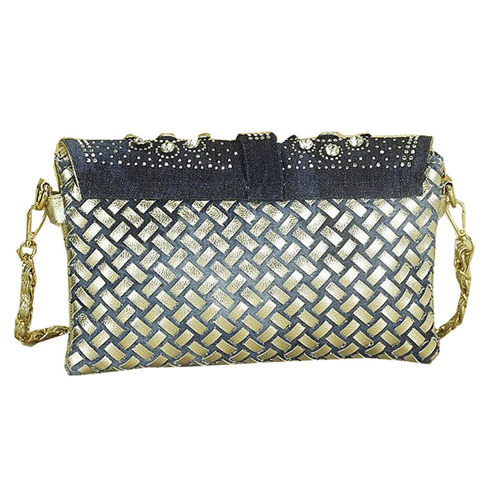 Diamond Denim One-shoulder Crossbody Bag