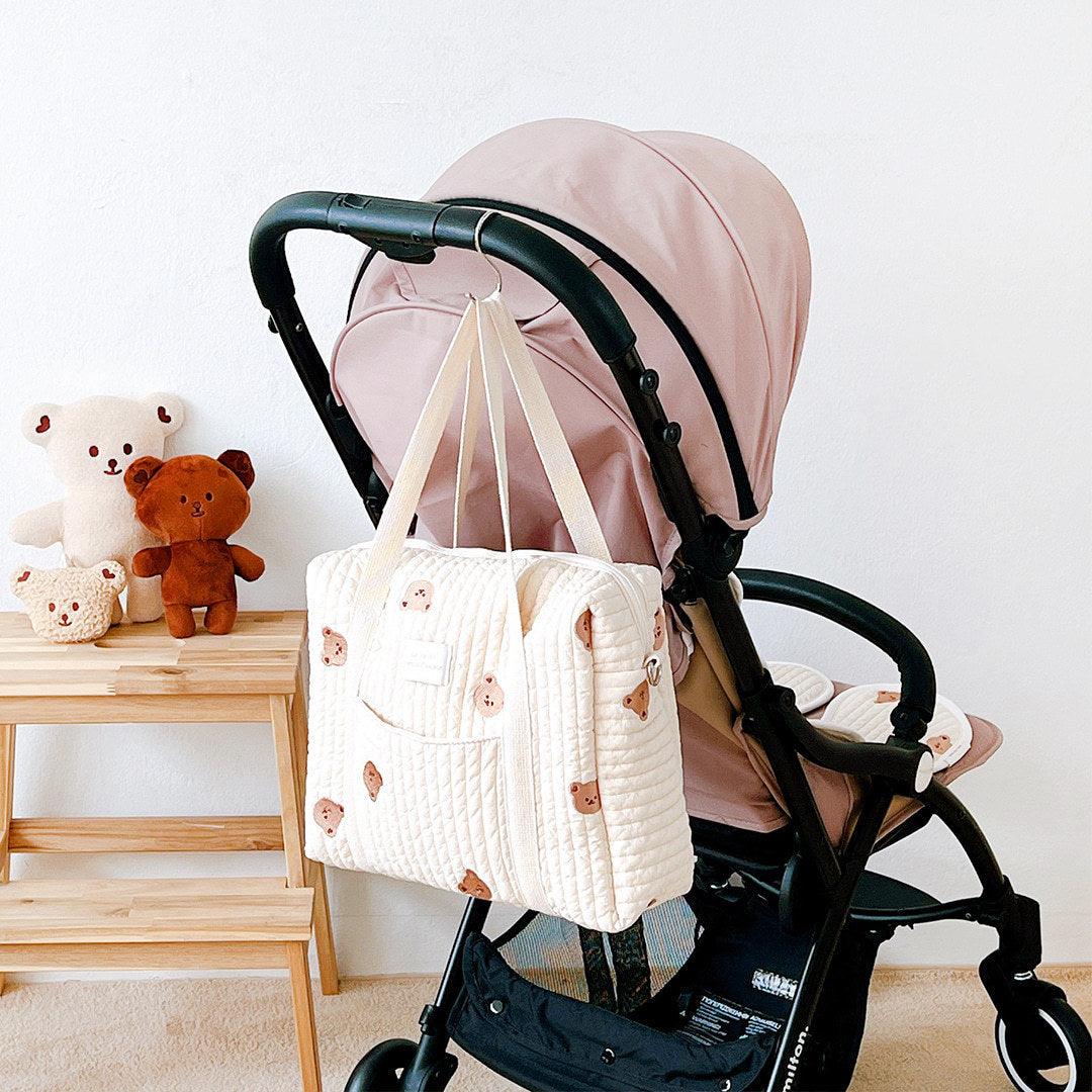 Zipper Embroidered Cotton Dyeing Mummy Bag Baby Stroller Pouch