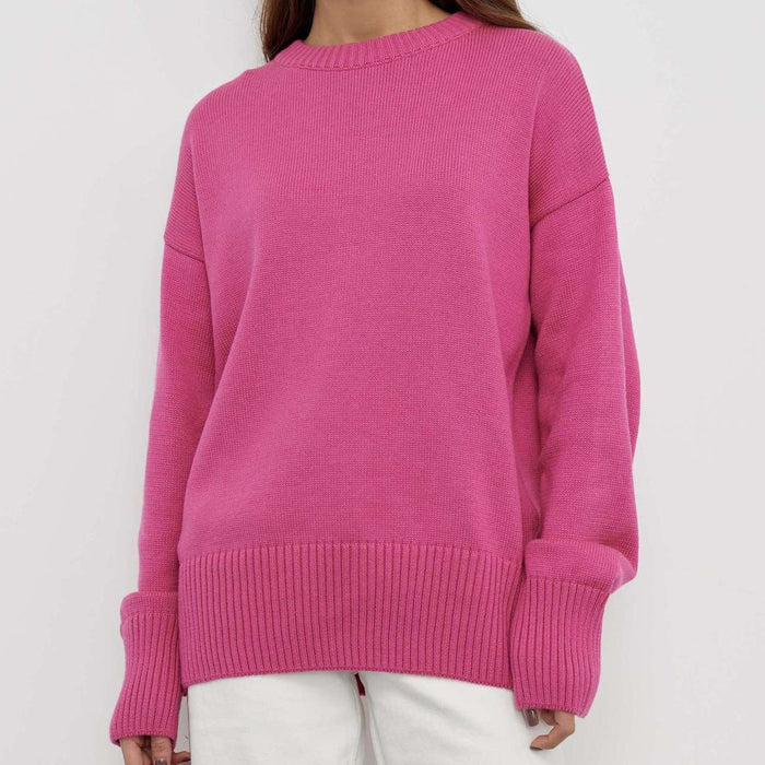 Women's Double Layer Round Neck Sweater Loose