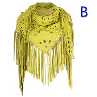 Stretch Suede Fringed Shawl Cape All-match