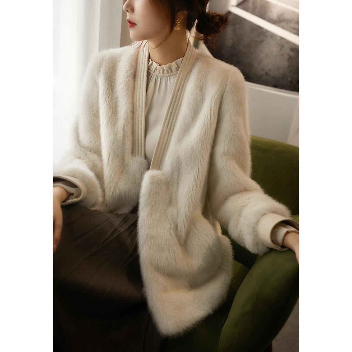 Women's Leisure Simple Mink Fur Coat