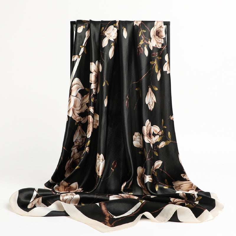 Women's Floral Print Square Scarf Sunscreen Travel Shawl