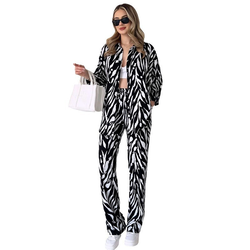 Women's Fashion Casual Loose Long Sleeve Trousers Suit