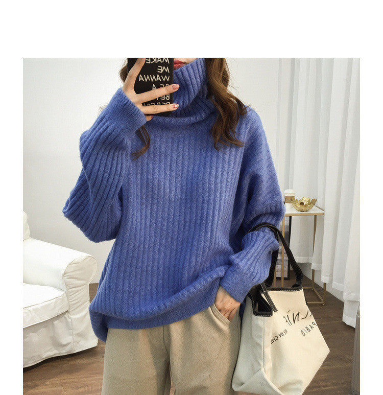 Women's Long Sleeve Loose Turtleneck Knitted Sweater