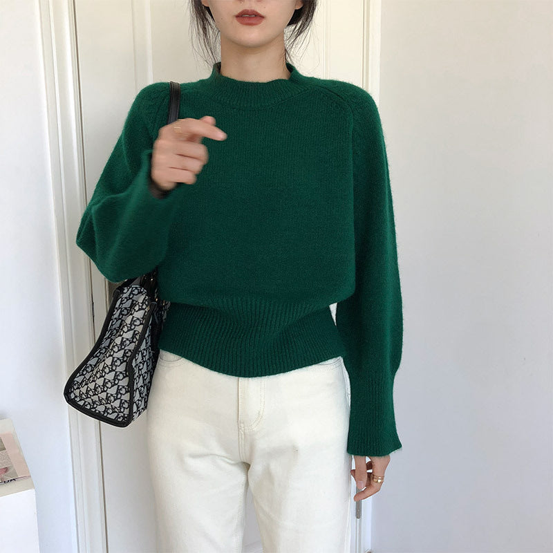 Round-neck High Waist Sweater Women's Vintage Knitted